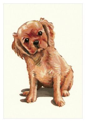 Puppy Ruby Black Greetings Card