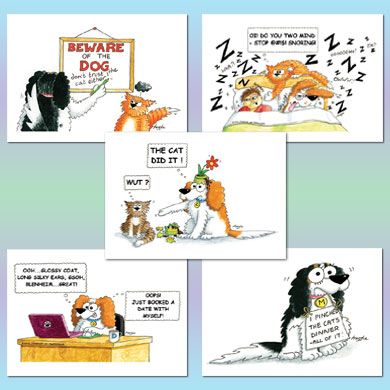 Frazzle Cartoon Cavaliers Notelet Cards