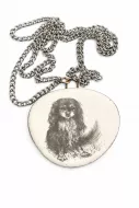 UNIQUE, vintage Cavalier King Charles Spaniel enamel pendant