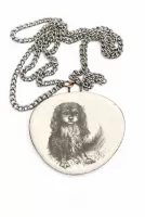 UNIQUE, vintage Cavalier King Charles Spaniel enamel pendant