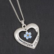  Forget-me-not Flower & Heart Necklace