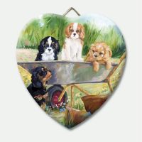 Flower Pot Pups Ceramic Heart Keepsake