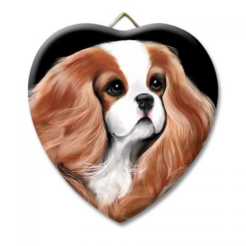 Bohemian Cavalier Ceramic Heart Keepsake