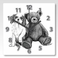 Blenheim Pup with Teddy Clock