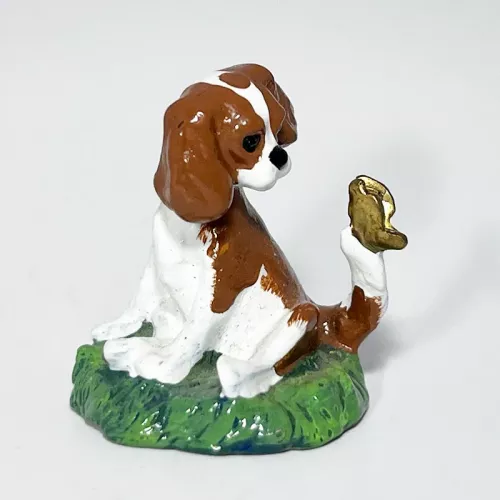 Blenheim Cavalier Puppy and Butterfly Ornament