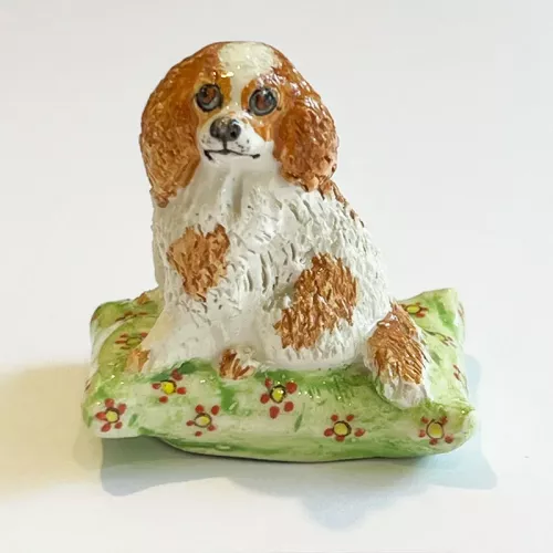 Blenheim Cavalier Puppy on Cushion Ornament