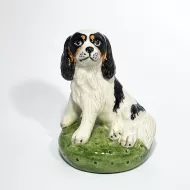 Tricolour Cavalier on Green Cushion Ornament