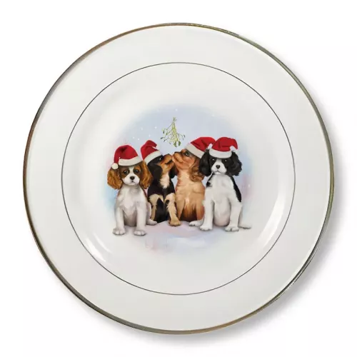 Mistletoe Pups Tea Plate