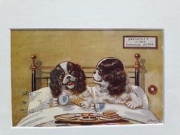 'Breakfast in Bed' Vintage Postcard 1912