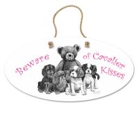 Cavalier Kisses Oval Hanging Sign
