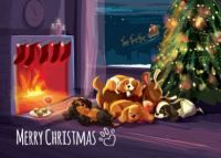 Sleepy Reindeer Single A5 Card