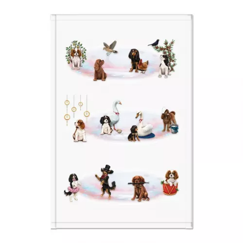 12 Days Of Christmas Cavaliers Tea Towel