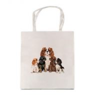 Satin Cream Mum & Pups Cavalier Tote Bag