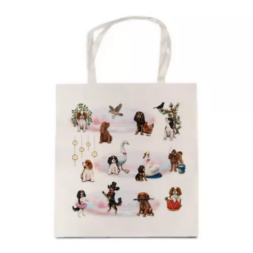 Satin Cream 12 Days of Christmas Tote Bag