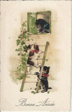 Bonne Annee (Happy New Year) 1922 Vintage Postcard